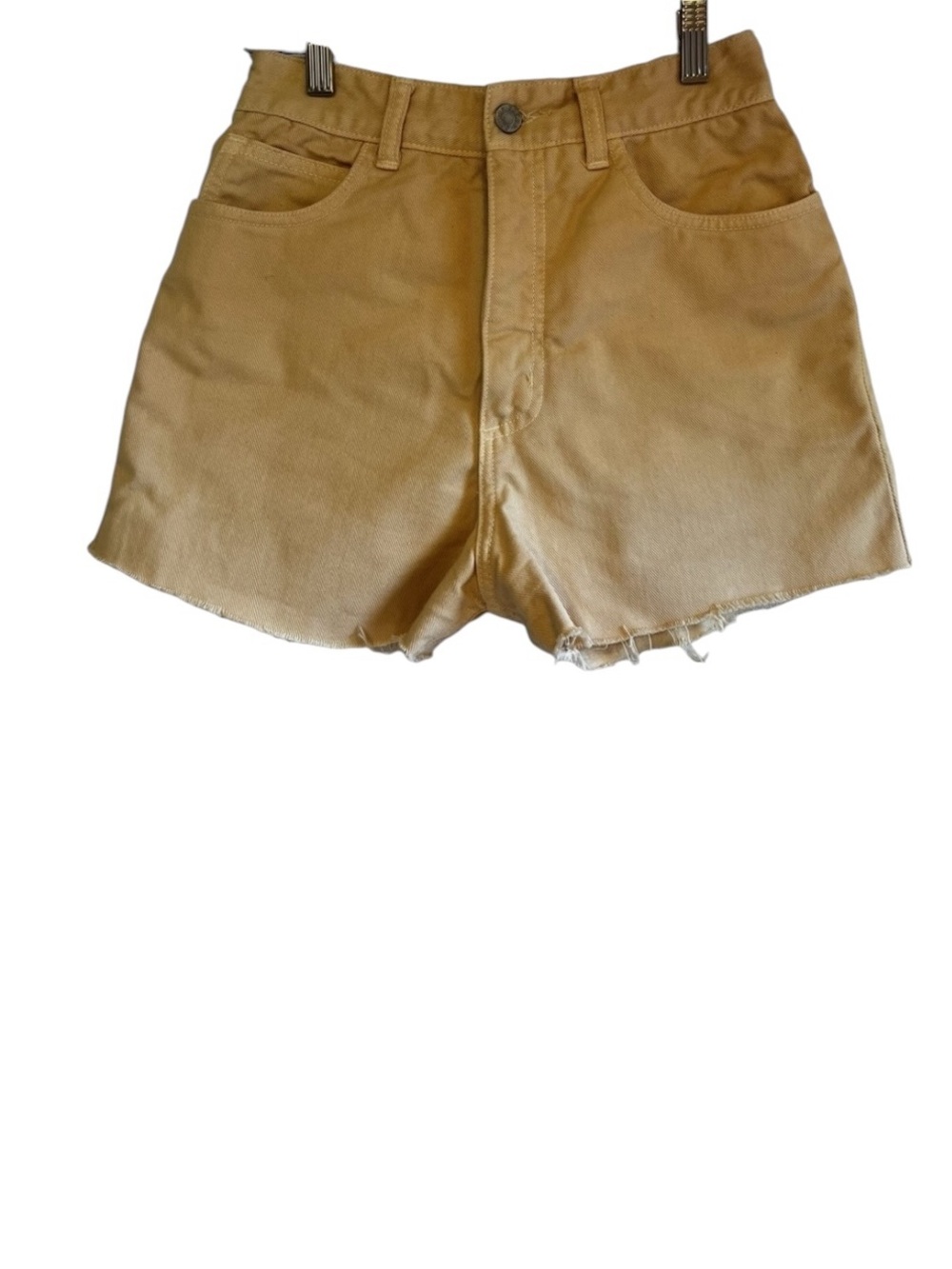 Vintage Guess jean shorts cutoffs pale yellow high waist excellent condition